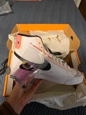 Nike Blazer Women’s Mid- Have a good game Sneakers in White, Pink and Black